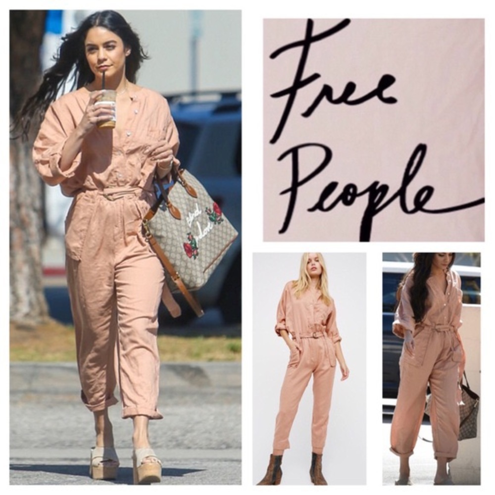 FREE PEOPLE BLUSH PINK LINEN JUMPSUIT NWOT